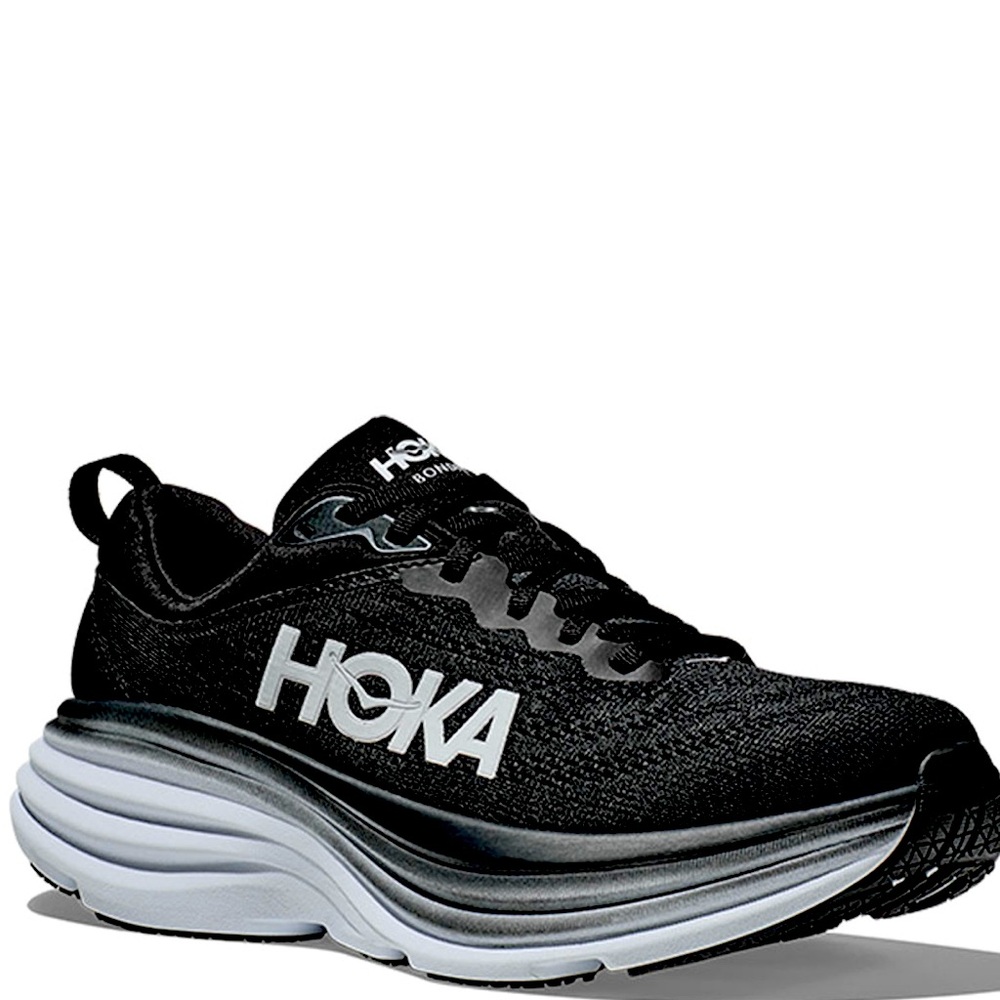 Hoka Bondi 8 Black and White Running Shoes